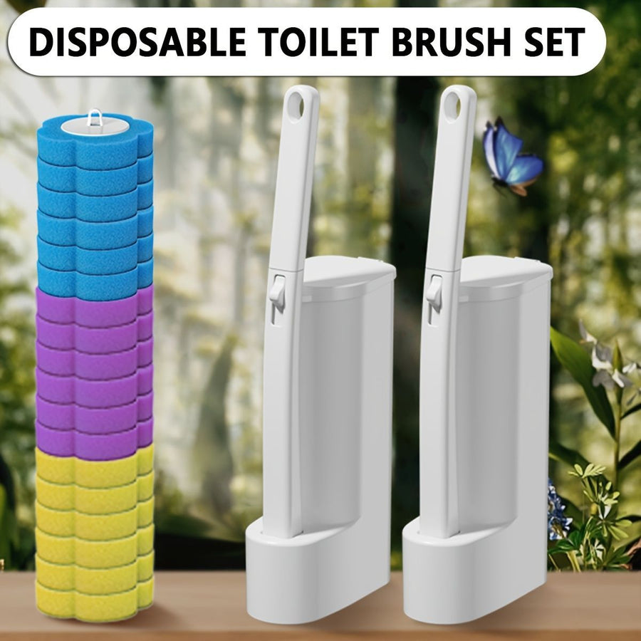Disposable Toilet Brush Toilet Brush Set Bathroom Cleaning Replacement Brushes - White - Size 01