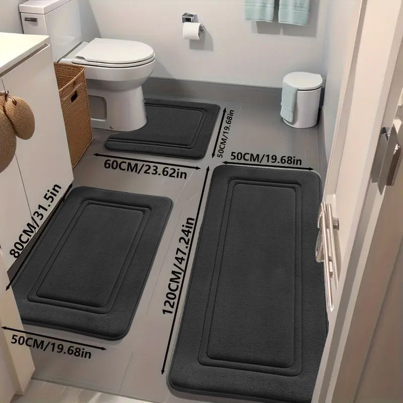 Bathroom Rug Set Bathroom Accessories Absorbent Rug Soft Rug Bathroom Decor - Black - Size 01