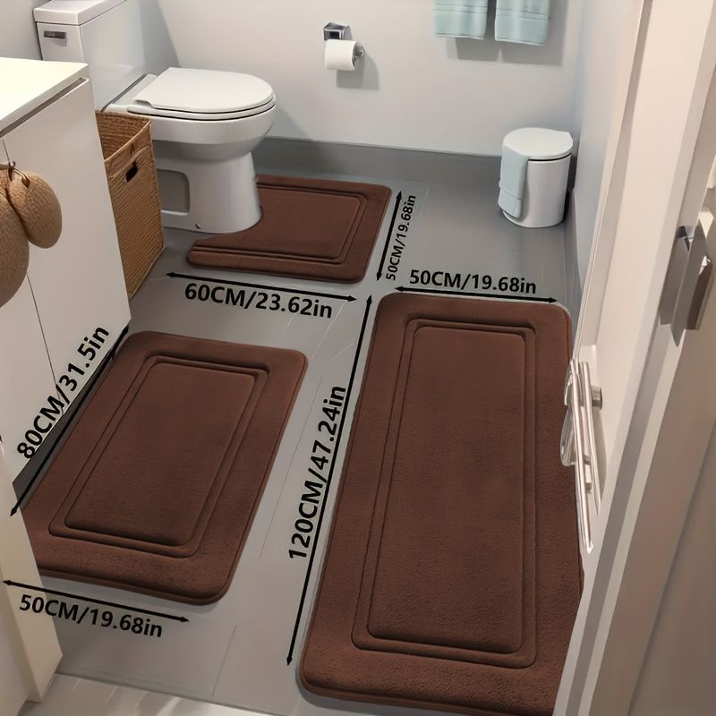Bathroom Rug Set Bathroom Accessories Absorbent Rug Soft Rug Bathroom Decor - Coffee - Size 01