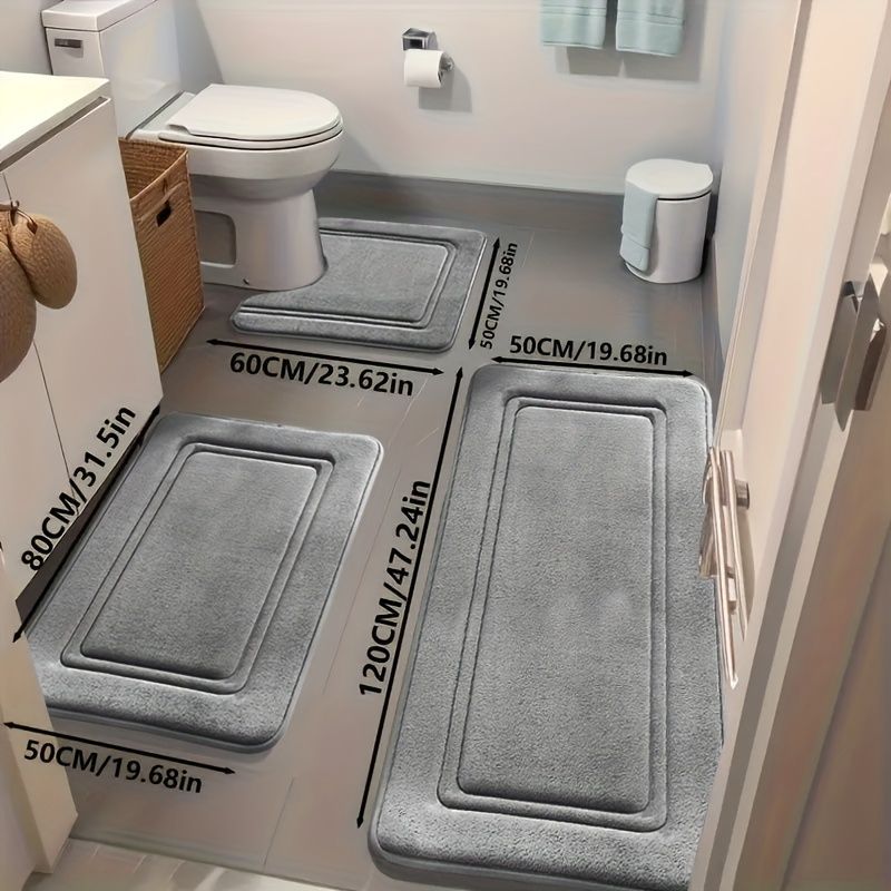 Bathroom Rug Set Bathroom Accessories Absorbent Rug Soft Rug Bathroom Decor - Light Gray - Size 01