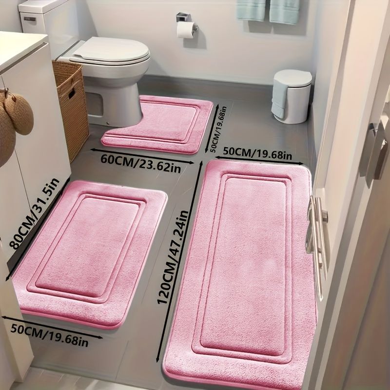 Bathroom Rug Set Bathroom Accessories Absorbent Rug Soft Rug Bathroom Decor - Pink - Size 01