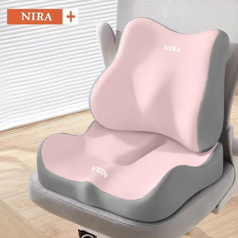 Ergonomic Seat Cushion Backrest Comfortable Seating Office Chair Cushion Lumbar - Pink - Size 01