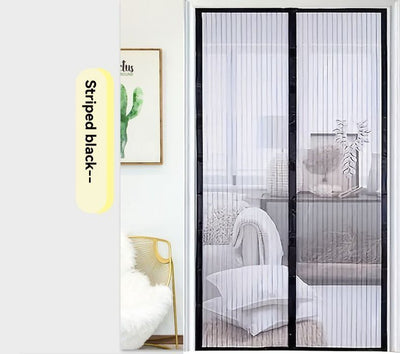 Magnetic Screen Door Self-Sealing Mesh Curtain Heavy-Duty Screen Door Insect - Black - Size 100-210cm