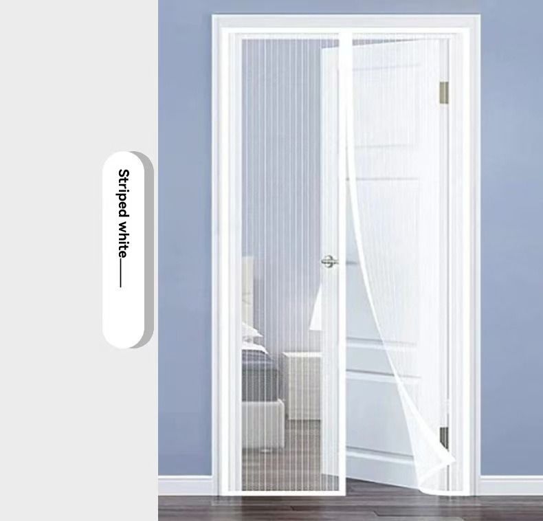 Magnetic Screen Door Self-Sealing Mesh Curtain Heavy-Duty Screen Door Insect - White - Size 90-210cm