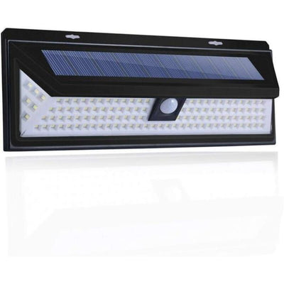 Solar Wall Light 180 LED PIR Motion Sensor Outdoor Garden Light IP65 Waterproof - Black - Size 001