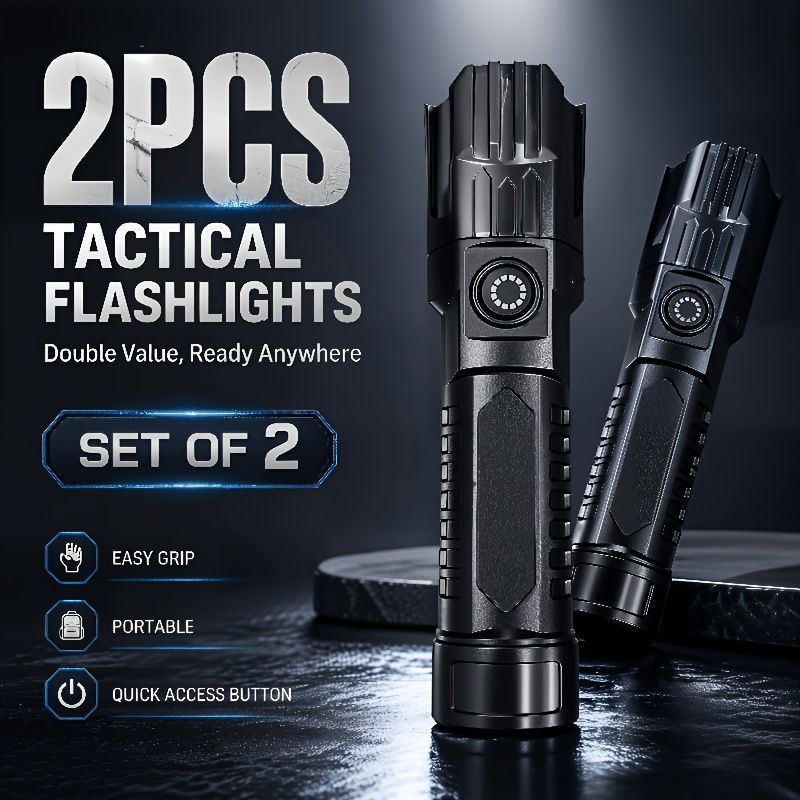 High-Power Flashlight Zoom Flashlight IP44 Flashlight Outdoor Flashlight - Black - Size 01