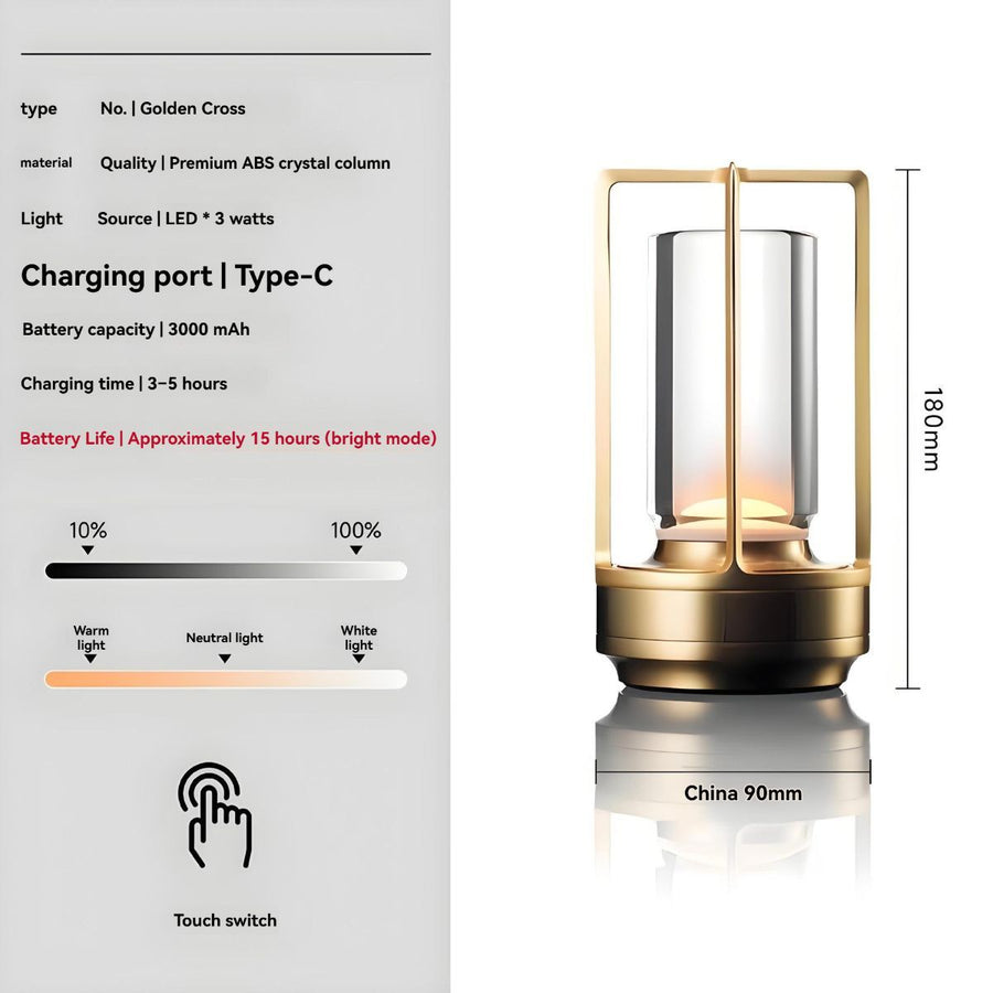 Camping Night Lamp Rechargeable Lamp Portable Camping Light ABS Lamp Touch - Gold - Size 01