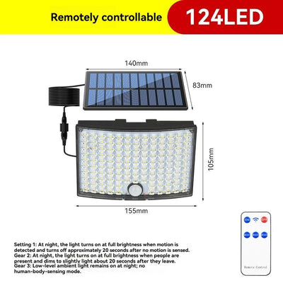 Solar Outdoor Light Motion Sensor Light Garden Lighting Porch Light Driveway - Black - Size 124LED