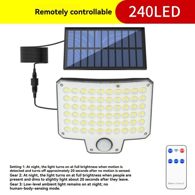 Solar Outdoor Light Motion Sensor Light Garden Lighting Porch Light Driveway - Black - Size 240LED