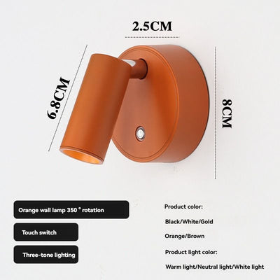 Rotating Wall Lamp Touch Switch Wall Lamp Three-Tone Lighting Wall Lamp Modern - Orange - Size 01