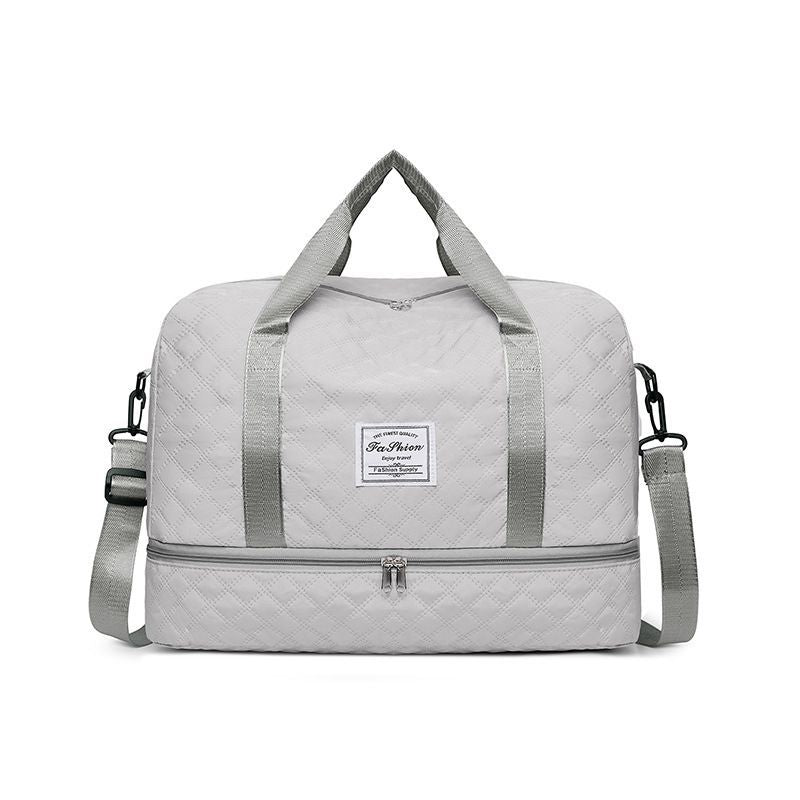 Luxury Duffle Bag Oversized Duffle Travel Bag Gym Bag Multiple Compartments Wet - Gray - Size 01