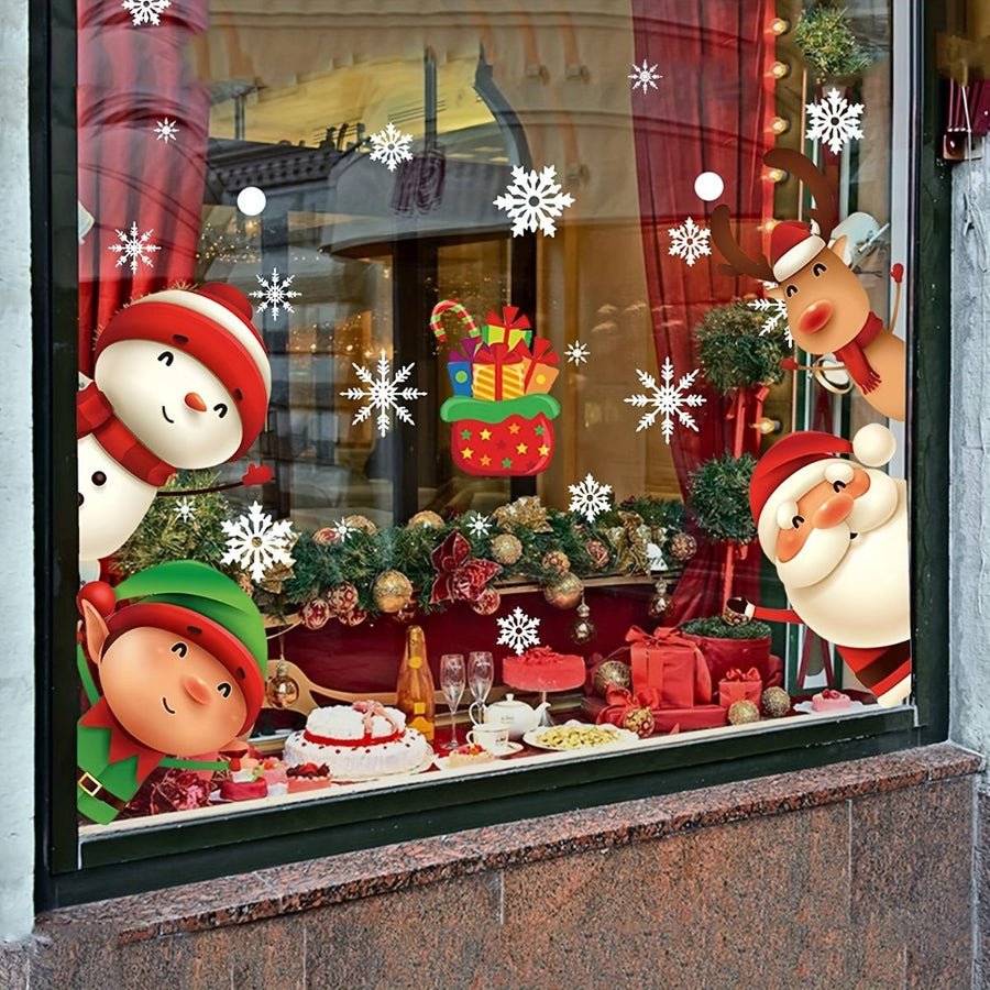 Christmas Window Stickers Santa Stickers Reindeer Stickers Snowman Stickers - Multi-color - Size 01