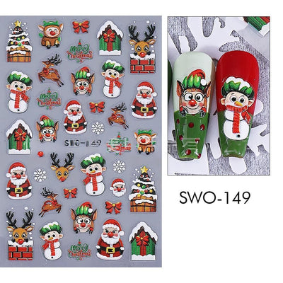Christmas Nail Stickers Holiday Nail Art Festive Nail Decals Self-Adhesive Nail - Multi-color - Size SWO-149
