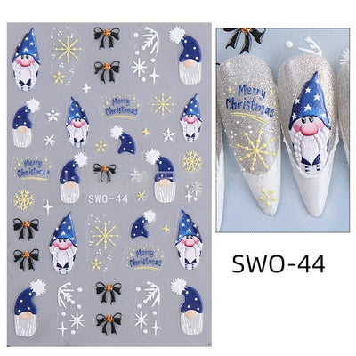 Christmas Nail Stickers Holiday Nail Art Festive Nail Decals Self-Adhesive Nail - Multi-color - Size SWO-44