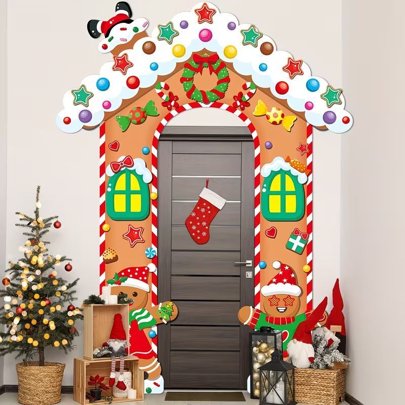 Christmas Decoration 2D Flat Banner Merry Christmas Archway Front Porch Decor - 01 - Size 190-250CM
