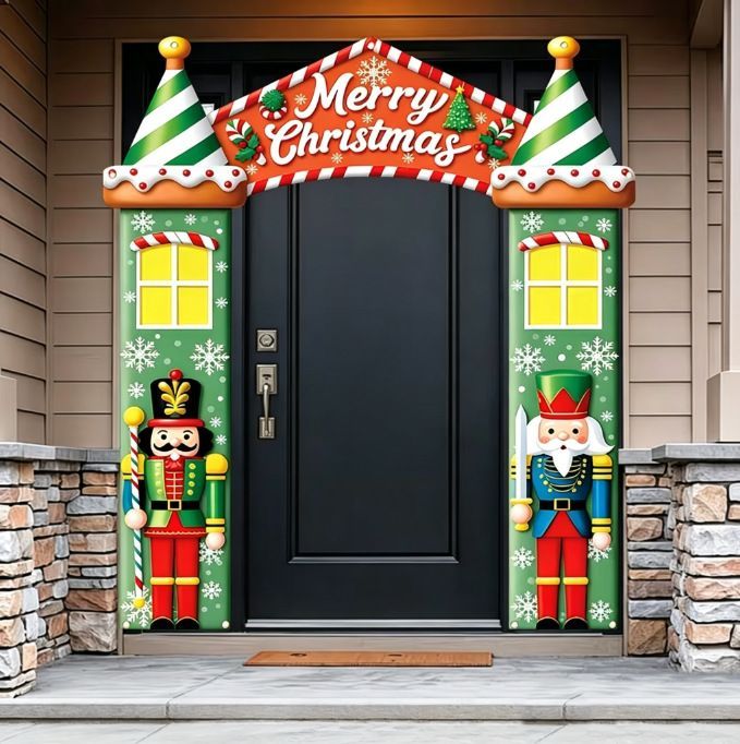 Christmas Decoration 2D Flat Banner Merry Christmas Archway Front Porch Decor - 02 - Size 190-250CM