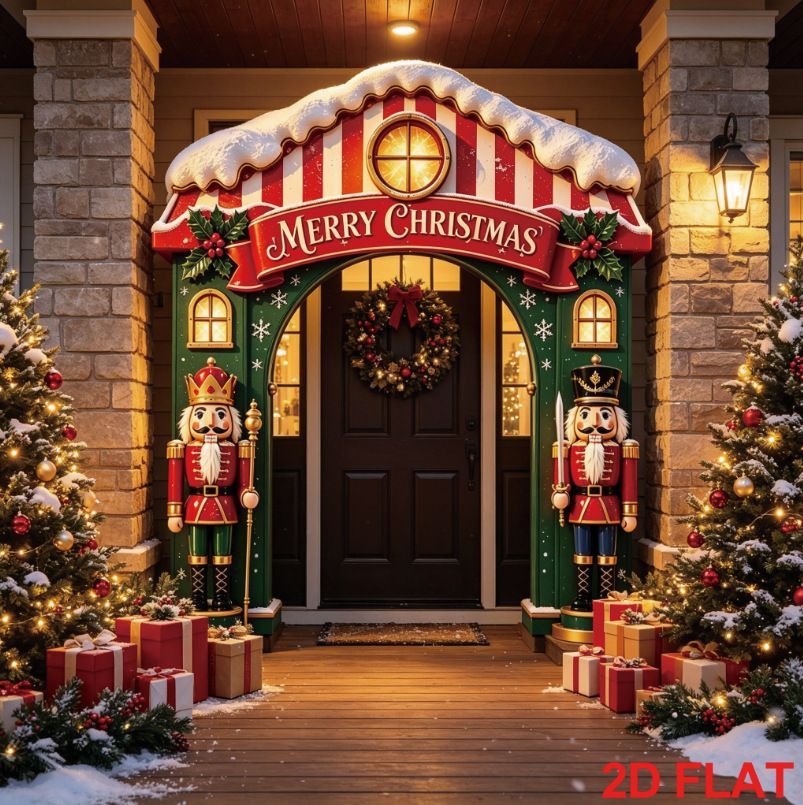 Christmas Decoration 2D Flat Banner Merry Christmas Archway Front Porch Decor - 06 - Size 190-250CM