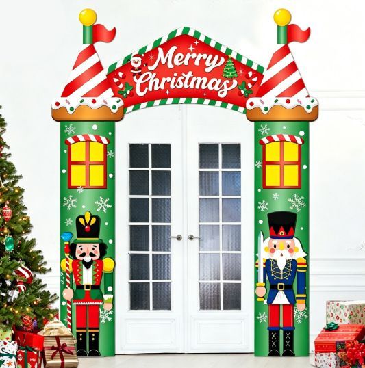 Christmas Decoration 2D Flat Banner Merry Christmas Archway Front Porch Decor - 08 - Size 190-250CM