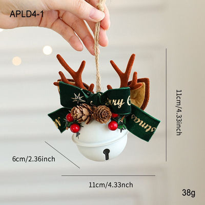 Vintage Metal Christmas Bell Floral Christmas Decorations Red And Gold - Multi-color - Size APLD4-1