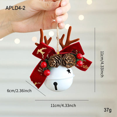 Vintage Metal Christmas Bell Floral Christmas Decorations Red And Gold - Multi-color - Size APLD4-2