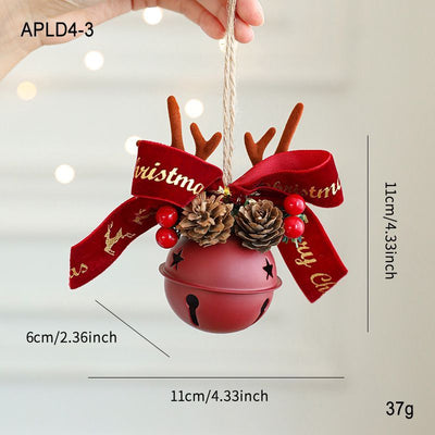 Vintage Metal Christmas Bell Floral Christmas Decorations Red And Gold - Multi-color - Size APLD4-3