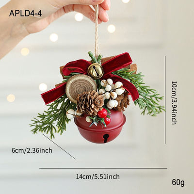 Vintage Metal Christmas Bell Floral Christmas Decorations Red And Gold - Multi-color - Size APLD4-4