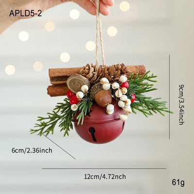 Vintage Metal Christmas Bell Floral Christmas Decorations Red And Gold - Multi-color - Size APLD5-2
