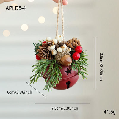 Vintage Metal Christmas Bell Floral Christmas Decorations Red And Gold - Multi-color - Size APLD5-4