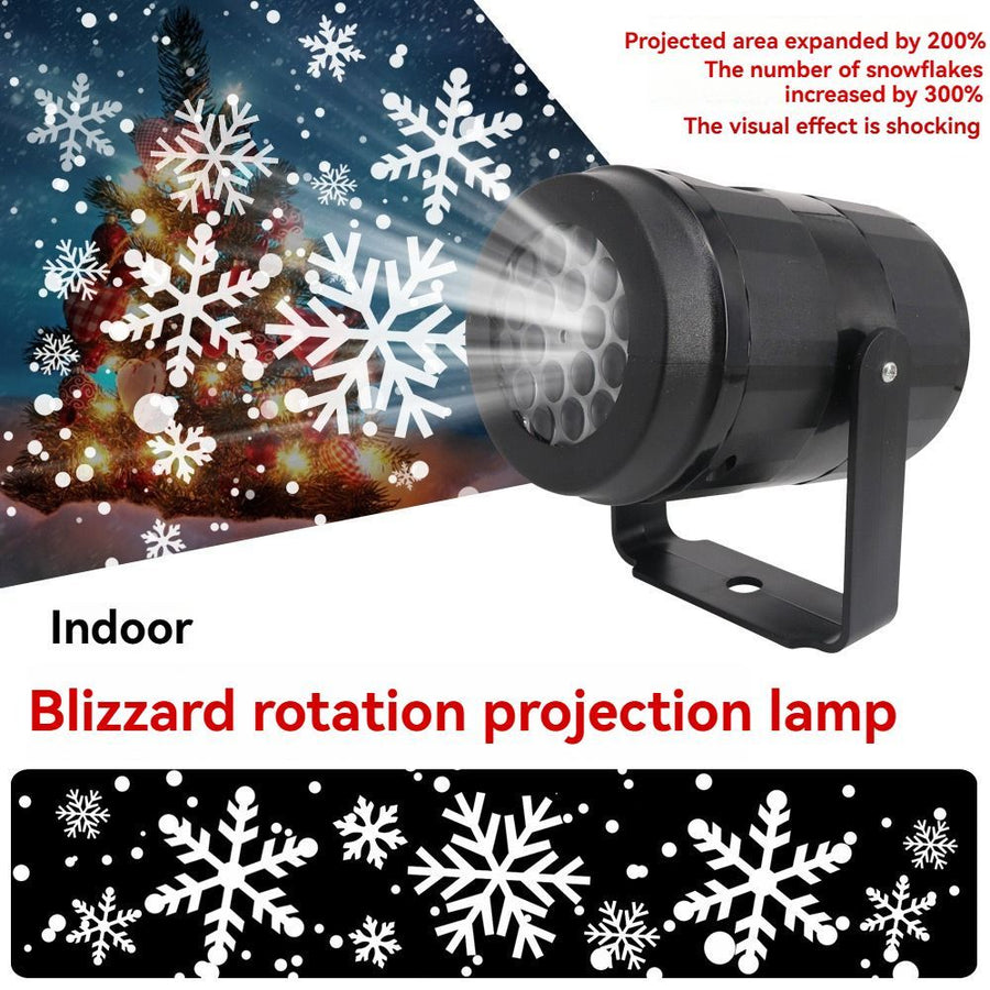 LED Christmas Projection Light Christmas Decorations Winter Wonderland Decor - Black - Size snowflake