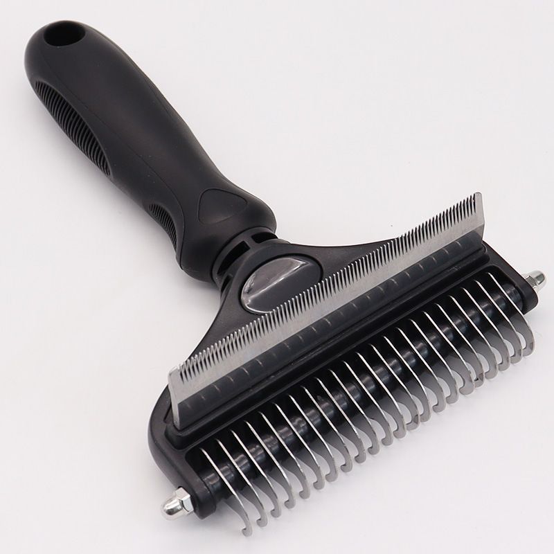 Pet Hair Remover Brush Double-Sided Pet Brush Pet Grooming Tool Dog Brush Cat - Black - Size Large -91 teeth