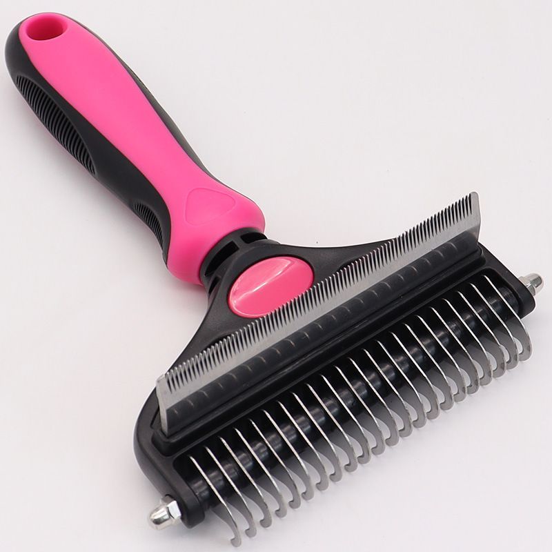 Pet Hair Remover Brush Double-Sided Pet Brush Pet Grooming Tool Dog Brush Cat - Pink - Size Small size -fine teeth 67