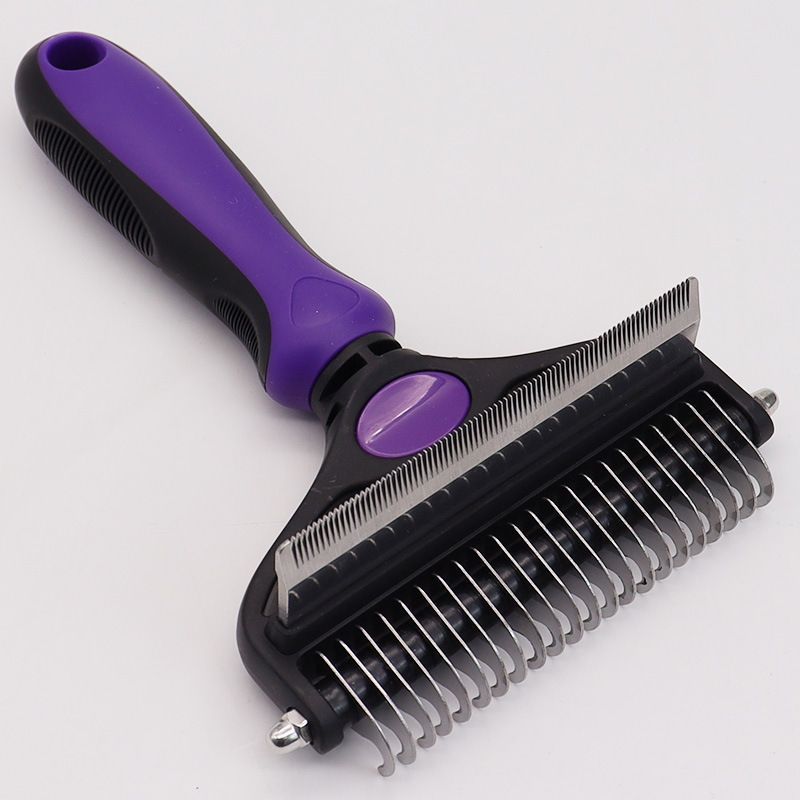 Pet Hair Remover Brush Double-Sided Pet Brush Pet Grooming Tool Dog Brush Cat - Purple - Size Small size -fine teeth 67