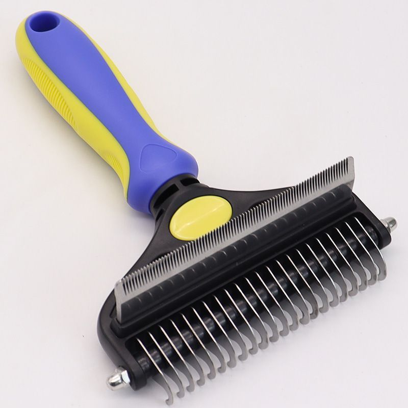 Pet Hair Remover Brush Double-Sided Pet Brush Pet Grooming Tool Dog Brush Cat - Royal Blue - Size Small size -fine teeth 67