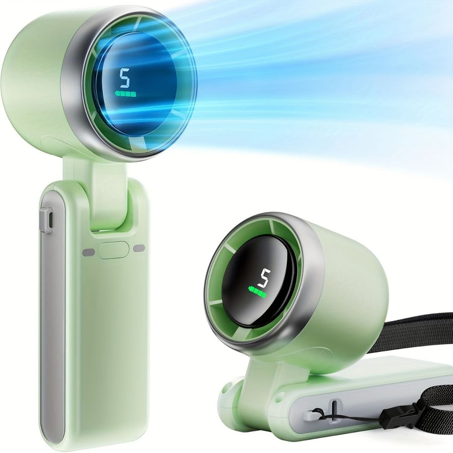 Portable Fan Handheld Fan Cooling Fan Multiple Speed Fan Lightweight Fan Long - Green - Size 01