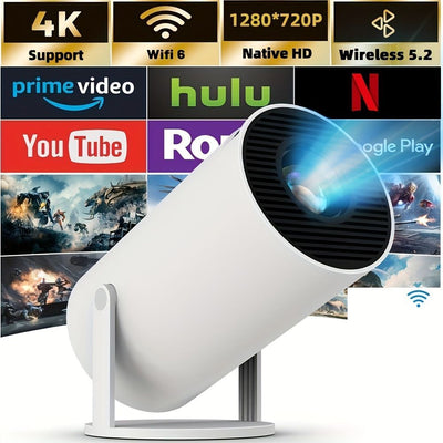 HY300 Pro HD Smart Projector Mini Projector Portable Projector 4K Projector - White - Size 01
