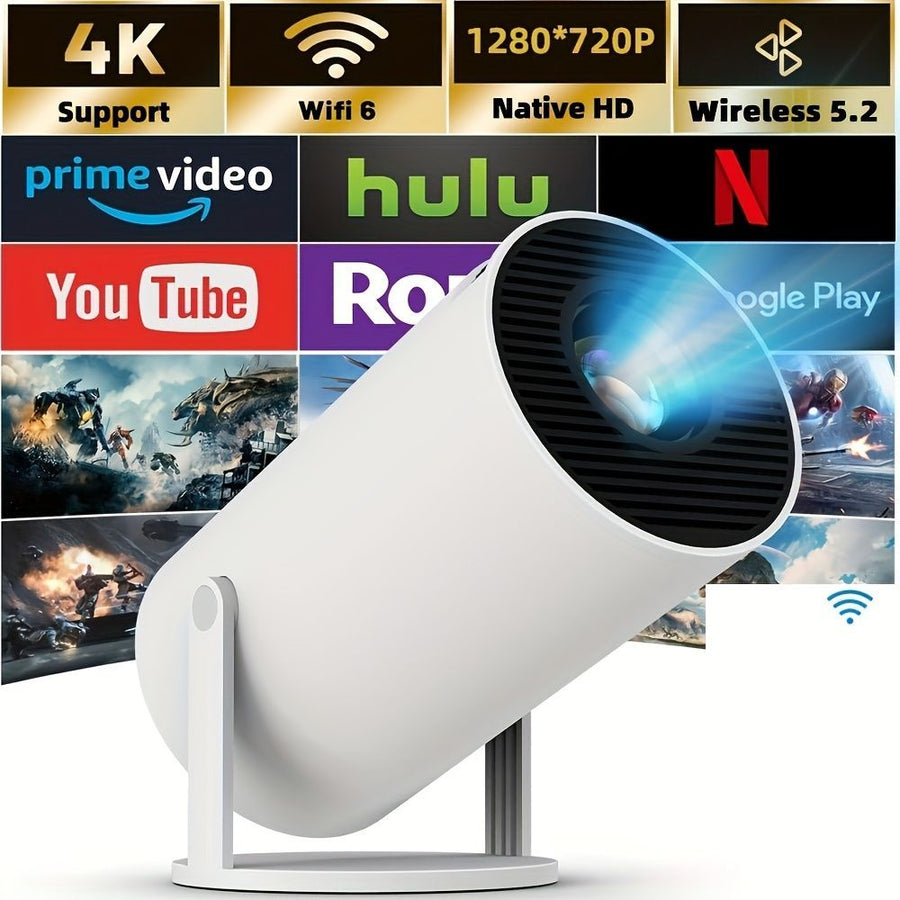 HY300 Pro HD Smart Projector Mini Projector Portable Projector 4K Projector - White - Size 01
