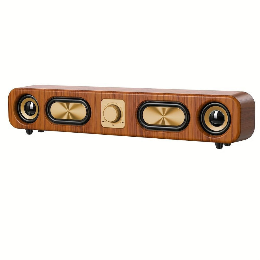 Wireless Speaker Portable Speaker Bluetooth Speaker Stereo Sound Subwoofer - Wood grain color - Size 01