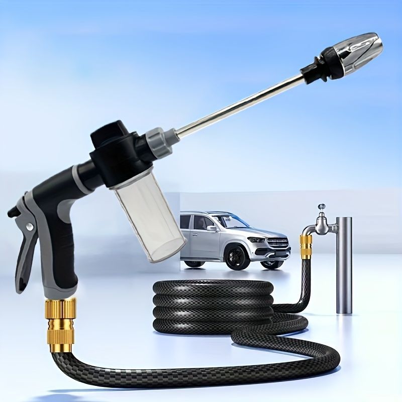 Portable High-Pressure Car Wash Water Gun 3/4-Inch Adapter 1/2-Inch Adapter - Black - Size 01