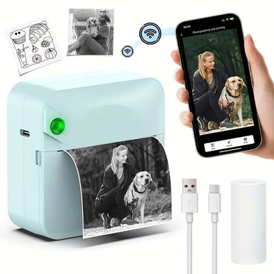 Portable Photo Printer Wireless Photo Printer Black And White Photo Printer - Blue - Size 01