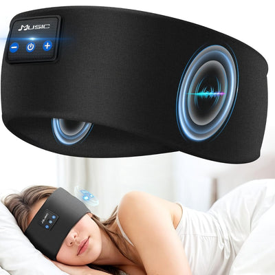 Wireless Sleep Headphones Headband Headphones Music Eye Mask Side Sleeper - Black - Size 001