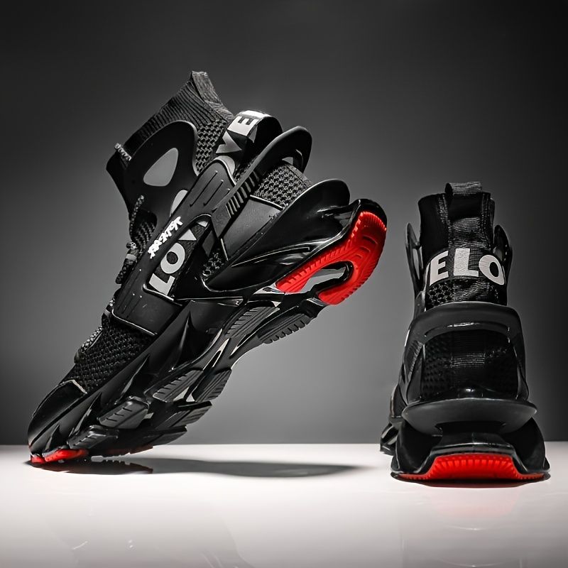 Men'S Casual Shoes Blade Style Shoes Breathable Sports Shoes Shock Absorbing - Black - Size 43