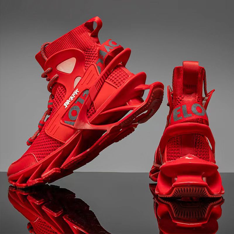Men'S Casual Shoes Blade Style Shoes Breathable Sports Shoes Shock Absorbing - Red - Size 48