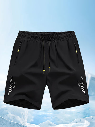 Men'S Athletic Shorts Gym Shorts Running Shorts Side Pocket Shorts Zippered - Black - Size S