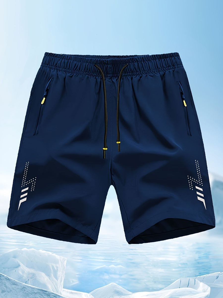 Men'S Athletic Shorts Gym Shorts Running Shorts Side Pocket Shorts Zippered - Cyan - Size S