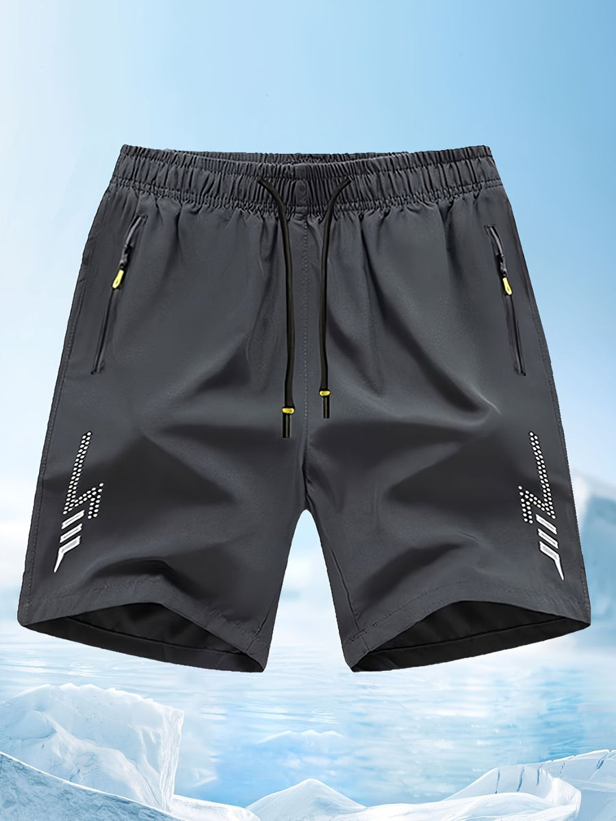 Men'S Athletic Shorts Gym Shorts Running Shorts Side Pocket Shorts Zippered - Gray - Size M