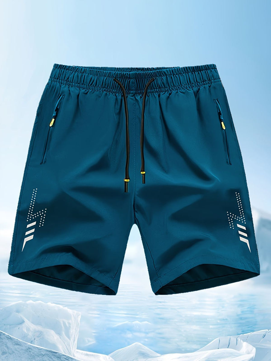 Men'S Athletic Shorts Gym Shorts Running Shorts Side Pocket Shorts Zippered - Turquoise - Size XL