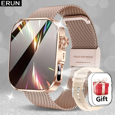 Unisex Smart Watch Stainless Steel Strap Fitness Tracker Call Reminder Message - Gold - Size 01