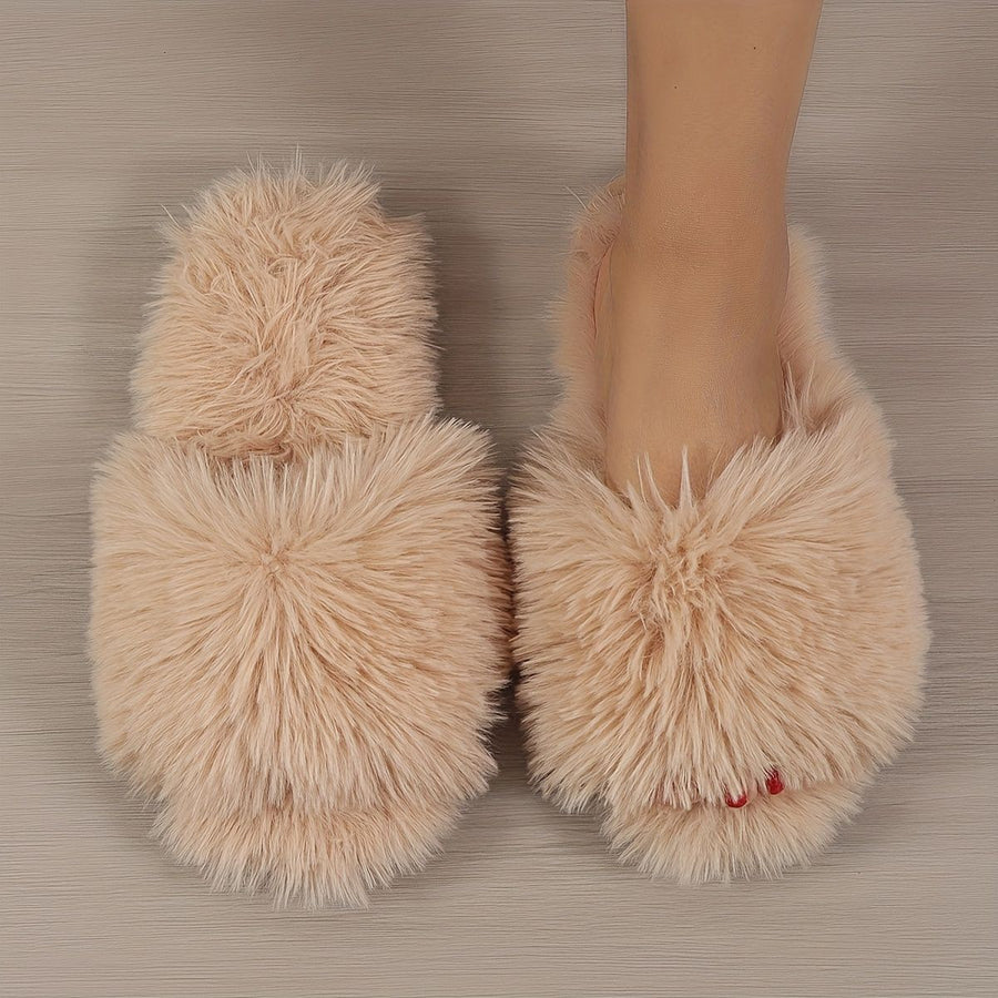 Women'S Furry Slippers High-Quality Slippers Comfortable Slippers Trendy - Khaki - Size 41
