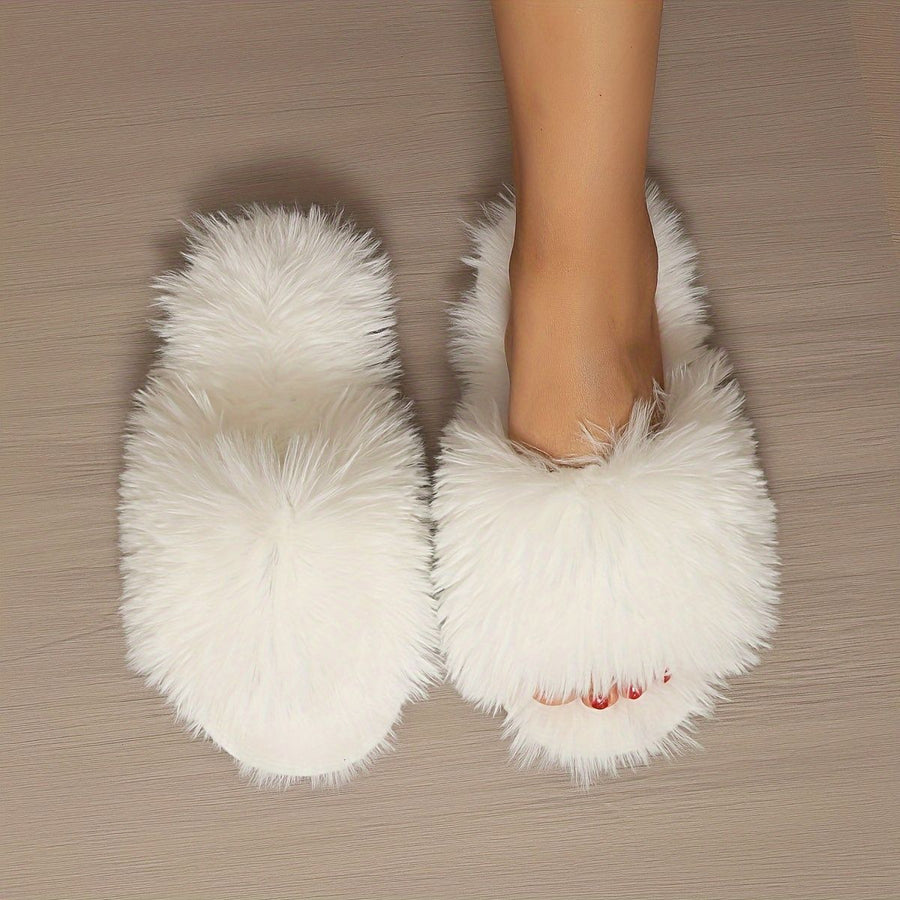 Women'S Furry Slippers High-Quality Slippers Comfortable Slippers Trendy - White - Size 37