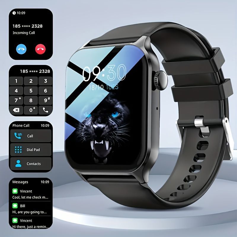 Smart Watch 1.83-Inch Screen Wireless Call Wireless Music Voice Control Sports - Black - Size 001